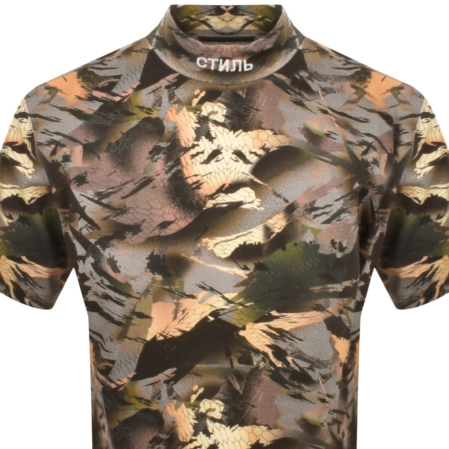 Heron Preston Mock Neck T Shirt Green | Mainline Menswear